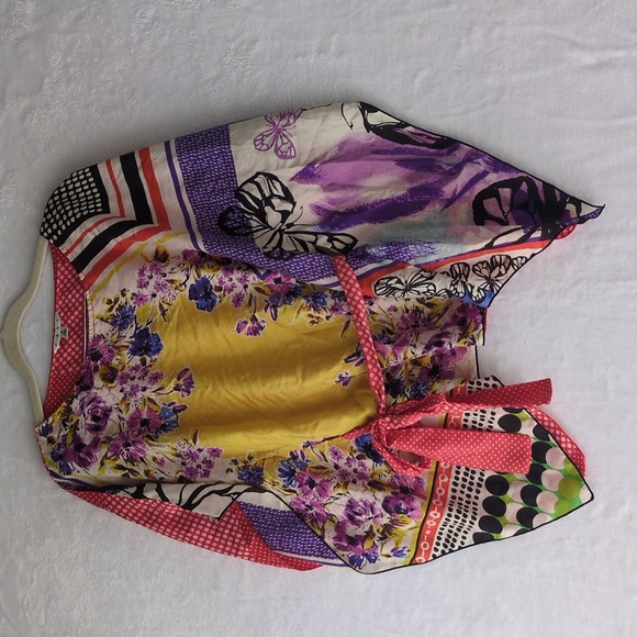 Cabi Womens 100% Silk Colorful‎ Butterfly Belted Artist Kimono Top Size S - Picture 1 of 8